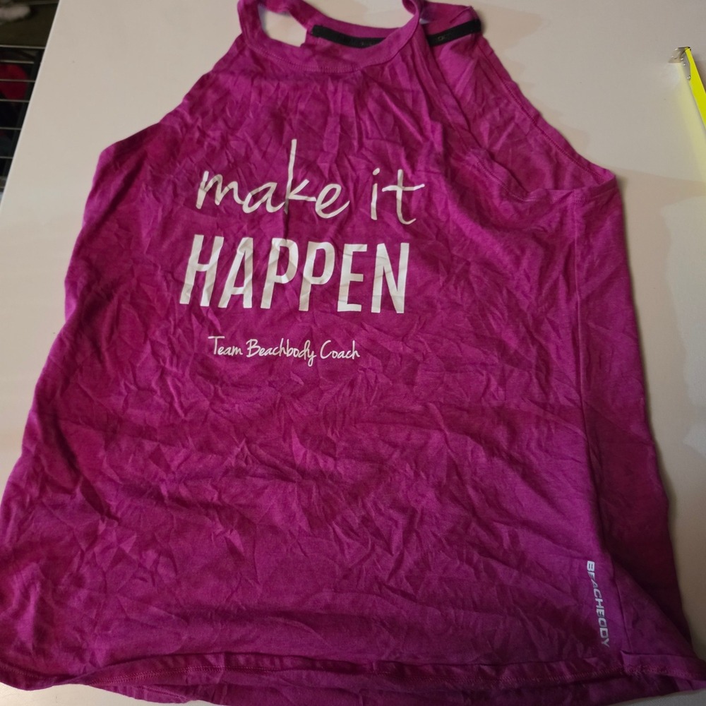 Beachbody Team Coach Make It Happen Magenta Racerback Tank Top Medium